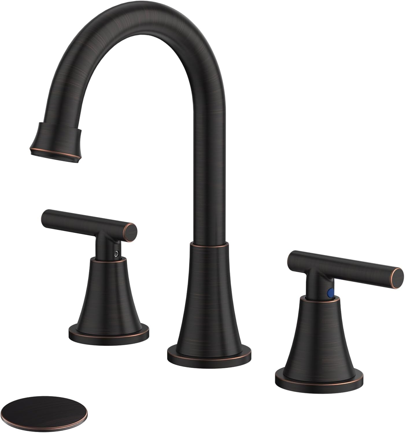 Bathroom Faucets for Sink 3 Hole, Hurran Matte Black Bathroom Sink Faucet with Pop-up Drain and Supply Lines, Stainless Steel Lead-Free Widespread Faucet for Vanity RV Farmhouse Sink