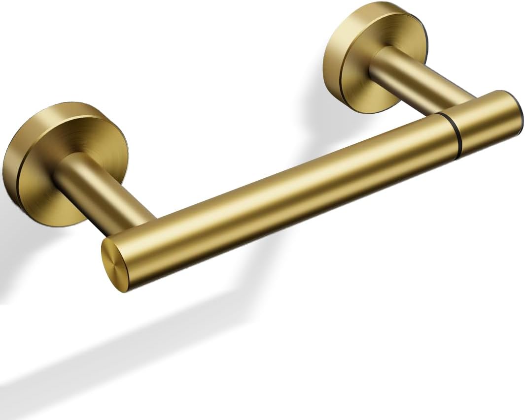 Day Moon™ Brushed Gold Toilet Paper Holder with Shelf, Wipe Holder for Bathroom Flushable Wipes Dispenser, Toilet Paper and Wipes Holder, Toilet Paper Holder with Storage