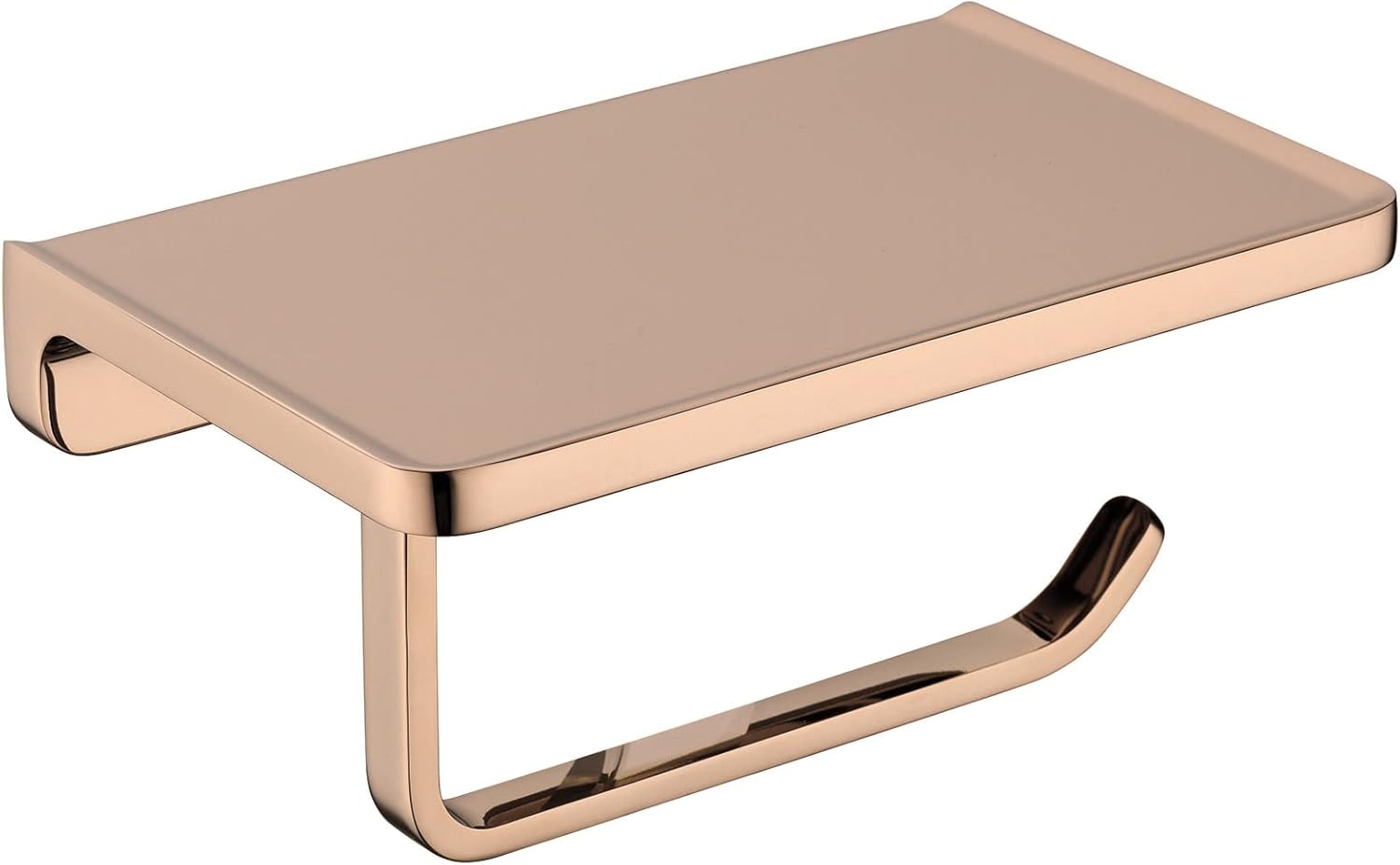 TRUSTMI Toilet Paper Holder with Phone Shelf, Bathroom Accessories Tissue Roll Dispenser Storage Wall Mounted, Brushed Gold