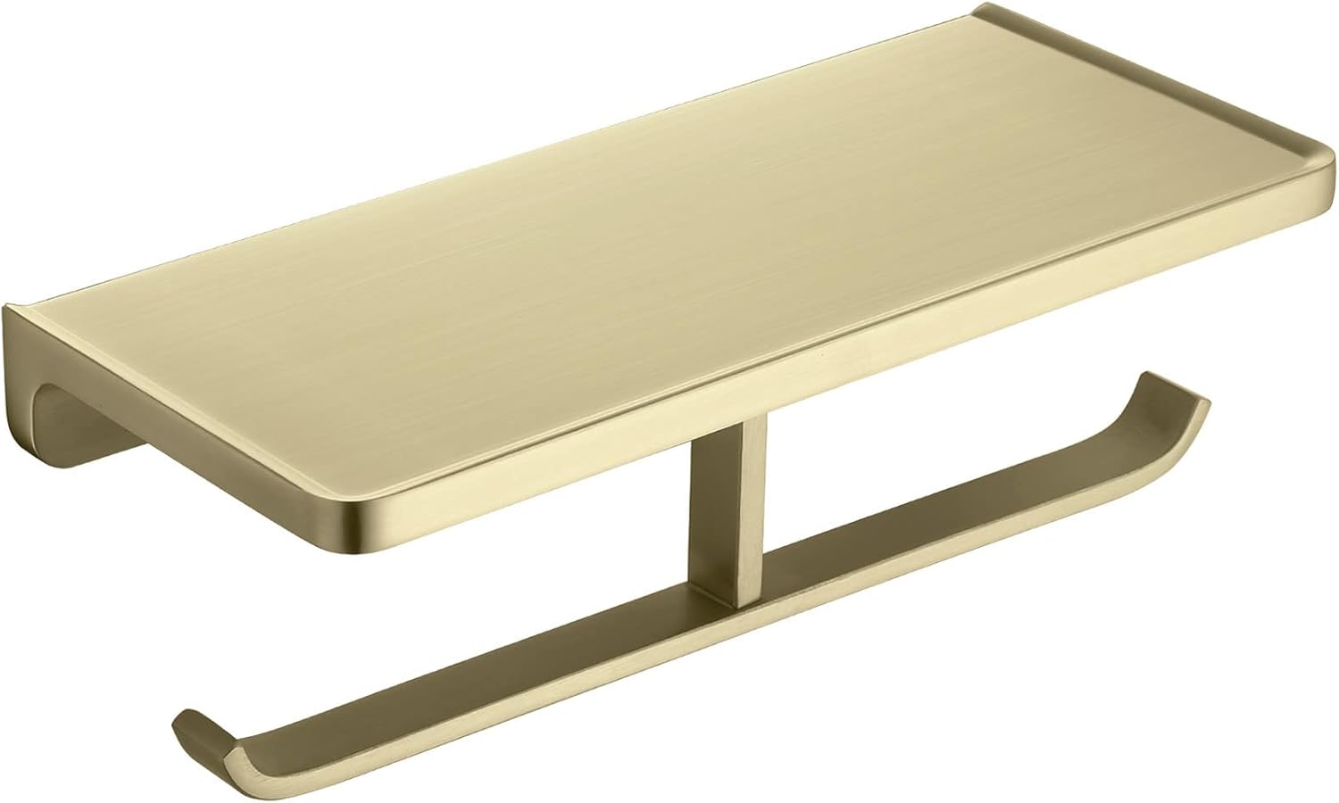TRUSTMI Toilet Paper Holder with Phone Shelf, Bathroom Accessories Tissue Roll Dispenser Storage Wall Mounted, Brushed Gold