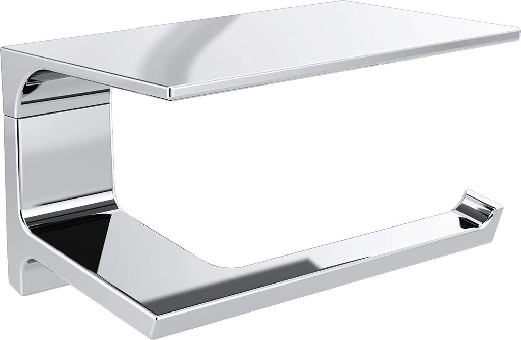 DELTA Pivotal Toilet Paper Holder With Shelf, Polished Chrome, Bathroom Accessories, 79956 6.93 x 3.94 x 3.5 Inches