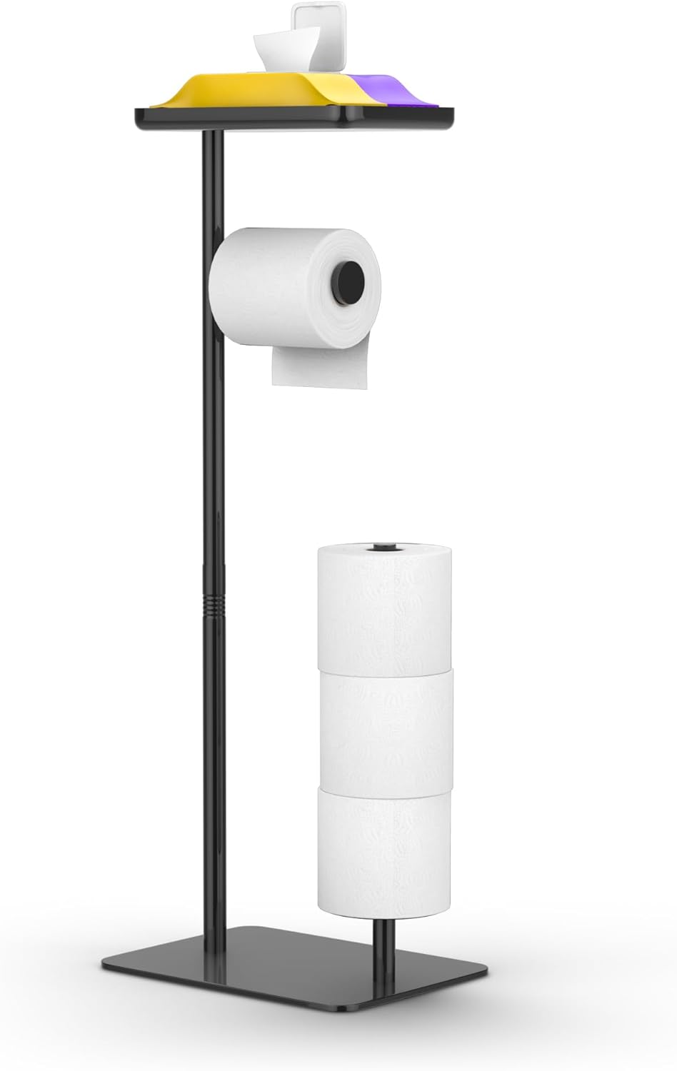 Day Moon™ Brushed Gold Toilet Paper Holder with Shelf, Wipe Holder for Bathroom Flushable Wipes Dispenser, Toilet Paper and Wipes Holder, Toilet Paper Holder with Storage