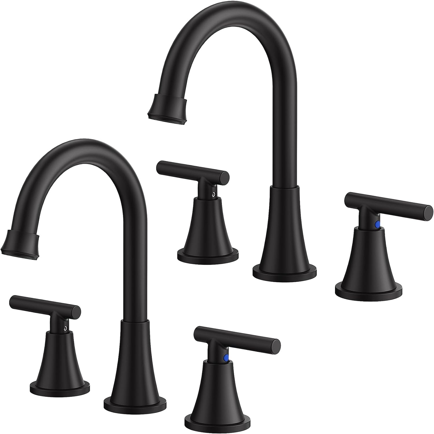 Bathroom Faucets for Sink 3 Hole, Hurran Matte Black Bathroom Sink Faucet with Pop-up Drain and Supply Lines, Stainless Steel Lead-Free Widespread Faucet for Vanity RV Farmhouse Sink