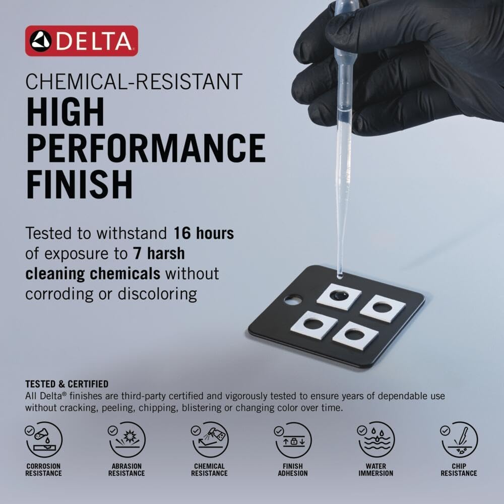 Delta Nicoli Matte Black Bathroom Faucet 3 Hole, 8 Inch Widespread Bathroom Sink Faucet for Vanity, Push-Pop Drain Assembly, Matte Black 35749LF-BL