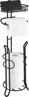 SunnyPoint Bathroom Heavyweight Toilet Tissue Paper Roll Storage Holder Stand with Reserve and Shelve, The Reserve Area Has Enough Space to Store Mega Rolls. (Chrome)
