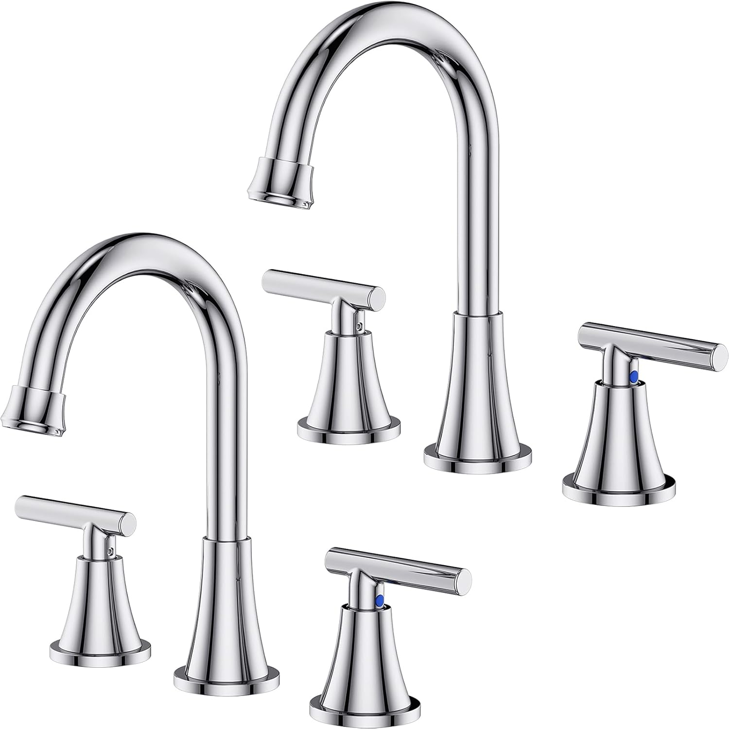 Bathroom Faucets for Sink 3 Hole, Hurran Matte Black Bathroom Sink Faucet with Pop-up Drain and Supply Lines, Stainless Steel Lead-Free Widespread Faucet for Vanity RV Farmhouse Sink