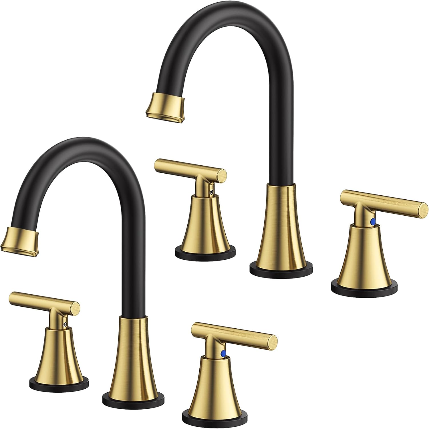 Bathroom Faucets for Sink 3 Hole, Hurran Matte Black Bathroom Sink Faucet with Pop-up Drain and Supply Lines, Stainless Steel Lead-Free Widespread Faucet for Vanity RV Farmhouse Sink