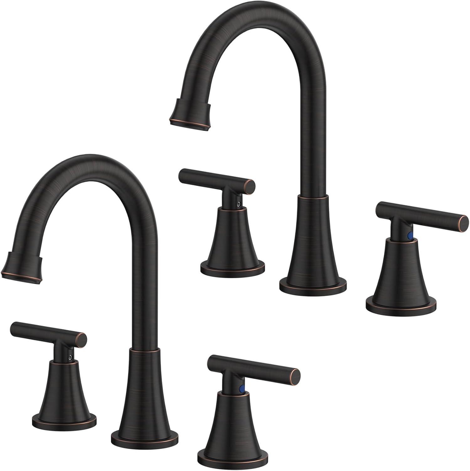 Bathroom Faucets for Sink 3 Hole, Hurran Matte Black Bathroom Sink Faucet with Pop-up Drain and Supply Lines, Stainless Steel Lead-Free Widespread Faucet for Vanity RV Farmhouse Sink