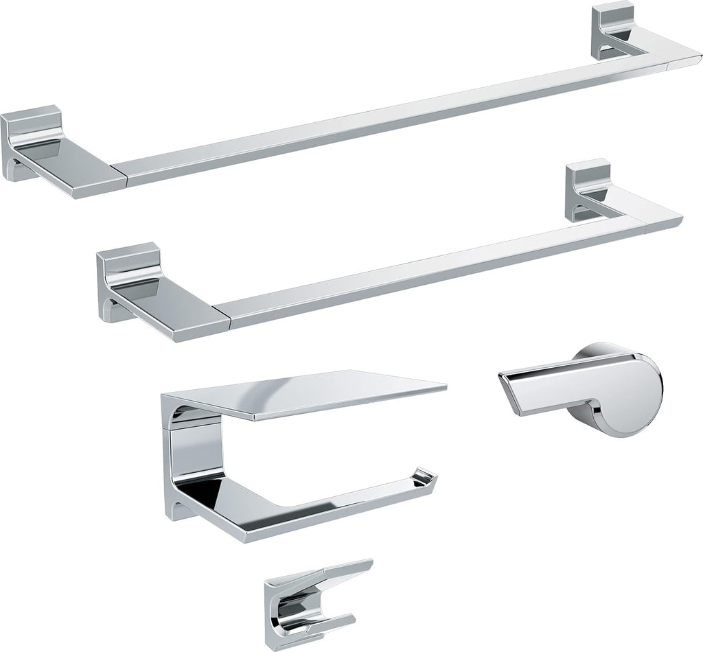 DELTA Pivotal Toilet Paper Holder With Shelf, Polished Chrome, Bathroom Accessories, 79956 6.93 x 3.94 x 3.5 Inches