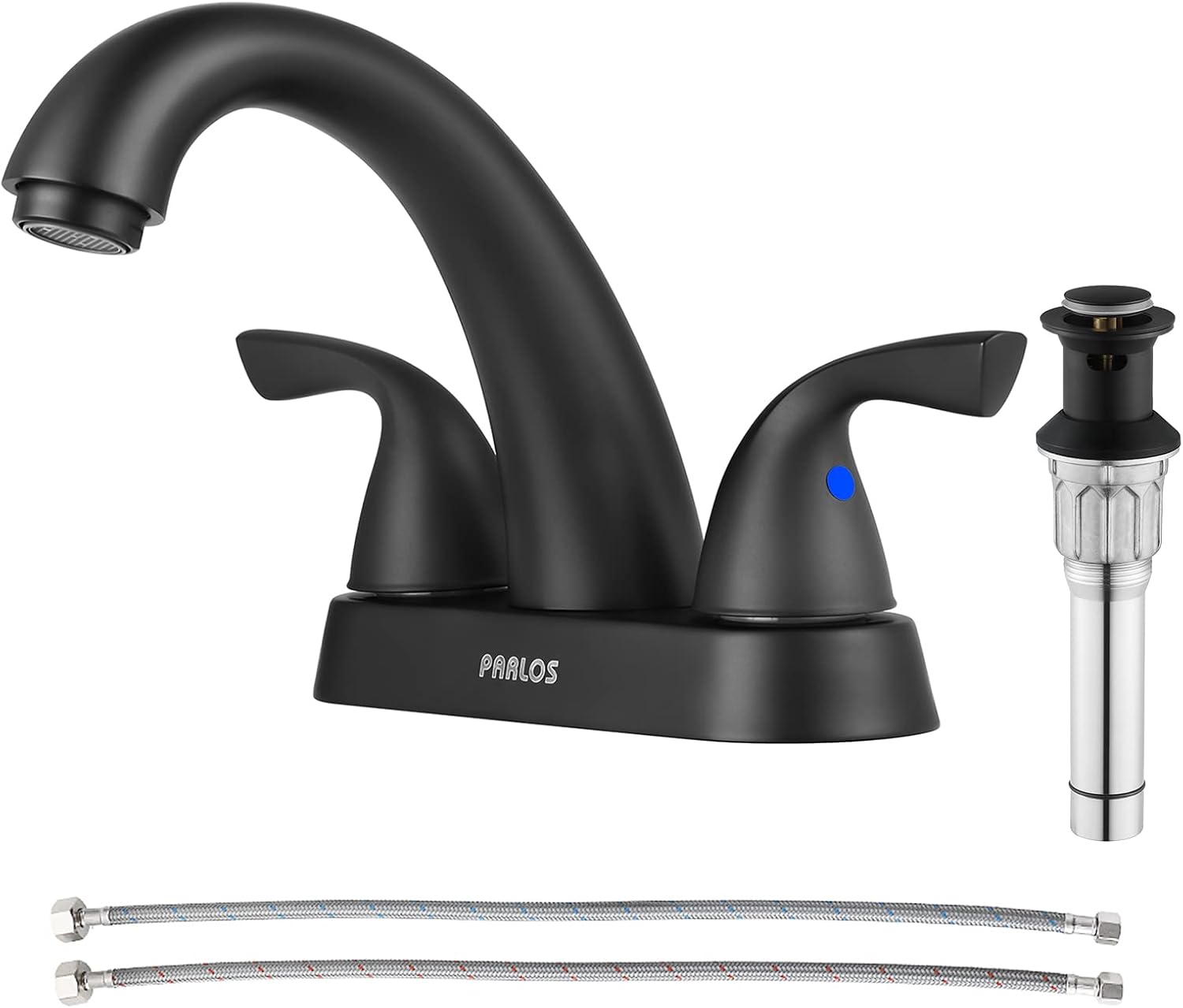 PARLOS 2-Handle Bathroom Sink Faucet with Drain Assembly and Supply Hose Lead-Free cUPC Lavatory Faucet Mixer Double Handle Tap Deck Mounted Brushed Nickel,13598