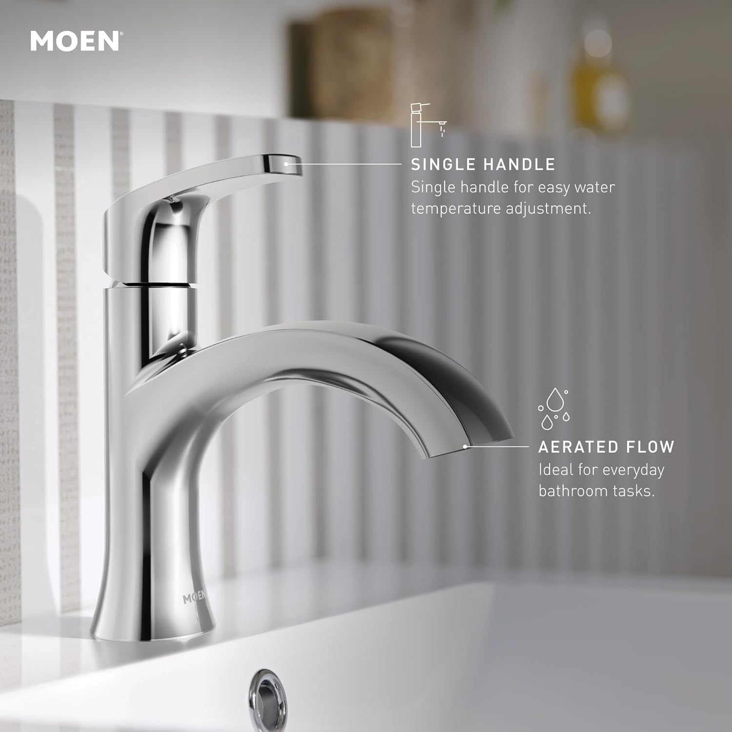 Moen Karis Spot Resist Brushed Nickel One-Handle Single Hole Bathroom Sink Faucet with Optional Deck Plate, 84346SRN