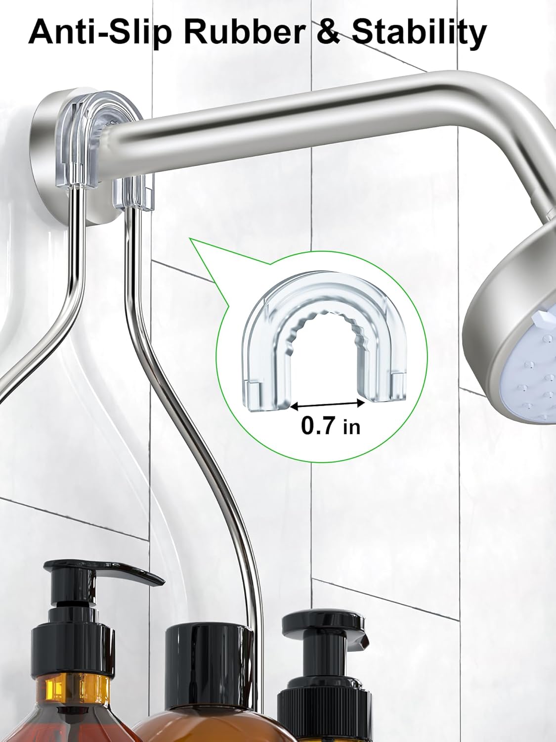 SMARTAKE Hanging Shower Head Caddy, Rustproof Bathroom Shower Shelf Organizer, SUS201 Stainless Steel Over The Storage Rack, for Toilet, Bathroom, Silver