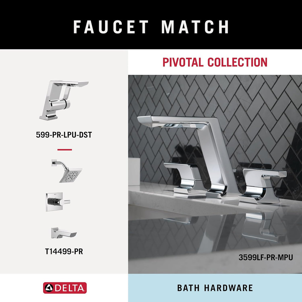 DELTA Pivotal Toilet Paper Holder With Shelf, Polished Chrome, Bathroom Accessories, 79956 6.93 x 3.94 x 3.5 Inches