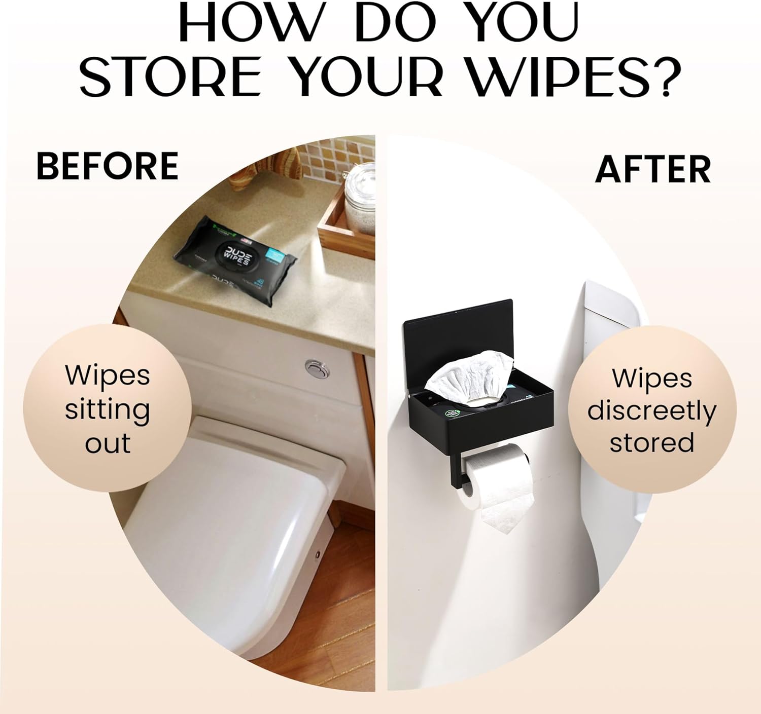 Day Moon™ Matte Black Toilet Paper Holder with Shelf, Wipe Holder for Bathroom Flushable Wipes Dispenser Toilet Paper and Wipes Holder Toilet Paper Holder with Storage