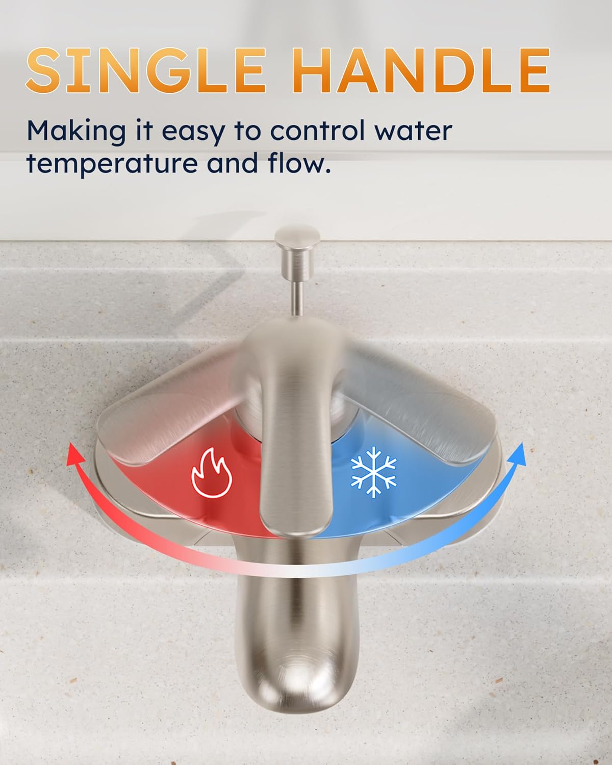 WOWOW Bathroom Faucet 1 Handle Low Arc Single Handle 4 inch Centerset Bathroom Sink Faucet with Pop Up Drain Assembly Basin Mixer Tap Brushed Nickel Vanity Faucets