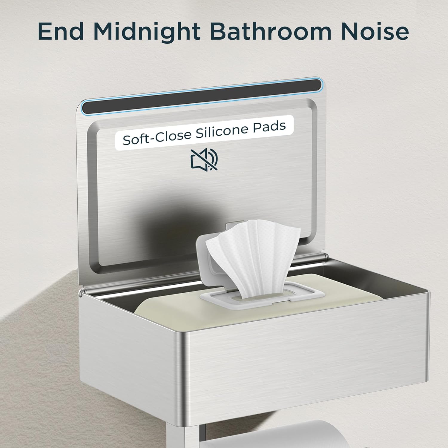 FORIOUS Toilet Paper Holder with Shelf, SUS304 Stainless Steel Wall Mount Toilet Paper Roll Holder, Flushable Wipes Dispenser Fits for Bathroom Wipe Storage, Bathroom Organizer (1, Brushed Nickel)