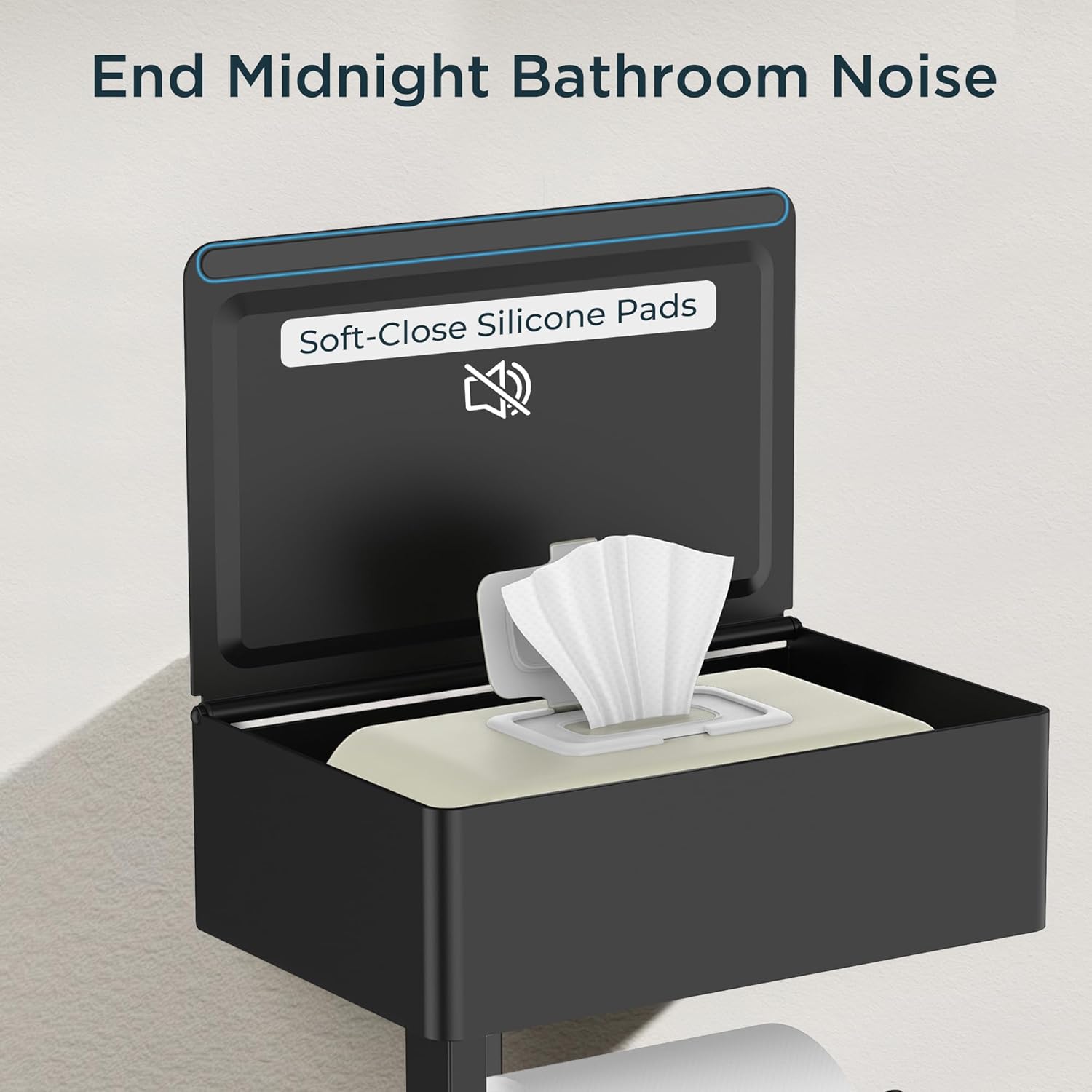 FORIOUS Toilet Paper Holder with Shelf, SUS304 Stainless Steel Wall Mount Toilet Paper Roll Holder, Flushable Wipes Dispenser Fits for Bathroom Wipe Storage, Bathroom Organizer (1, Matte Black)